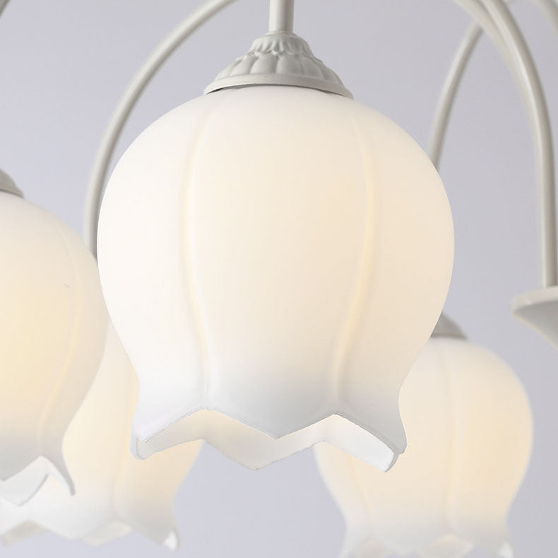 Moderne minimalistische Glocke Orchidee Blume Eisen Glas 6/8 Licht Kronleuchter für Wohnzimmer 