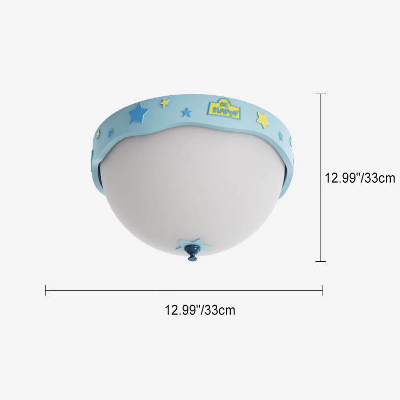 Contemporary Creative Acrylic Cartoon Semicircle LED Flush Mount Ceiling Light For Bedroom