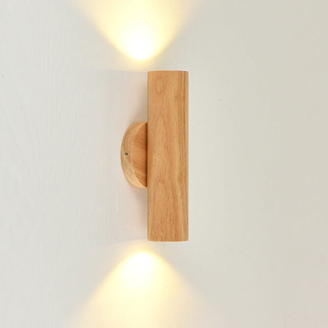 Applique murale LED à double tête en bois massif simple et moderne 