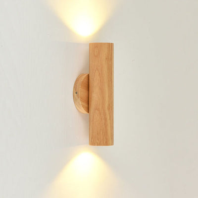 Modern Simple Warm Solid Wood Strip Double Head LED Wall Sconce Lamp