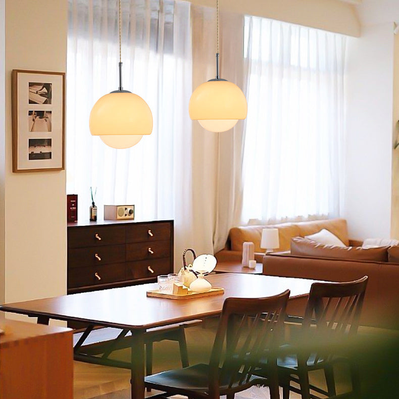 Moderne minimalistische runde Kugel Glas Eisen 1-Licht Pendelleuchte für Wohnzimmer 