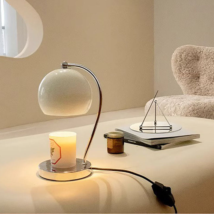 Lampe de table en forme de boule ronde en acier inoxydable fer contemporain scandinave à 1 lumière avec cire fondue pour chambre 