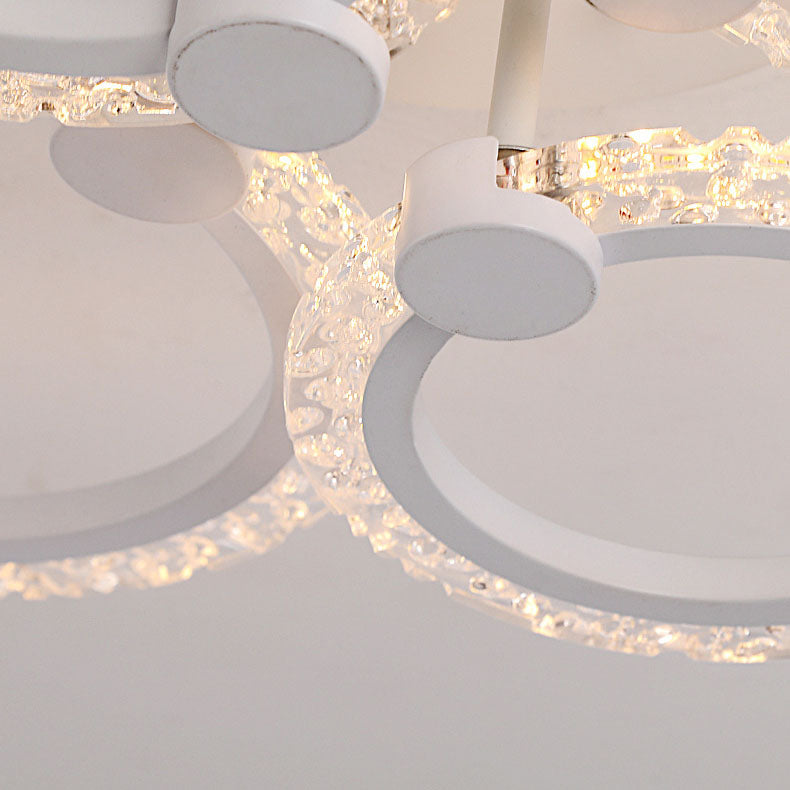 Contemporary Nordic Stainless Steel Acrylic Round LED Semi-Flush Mount Ceiling Light For Bedroom