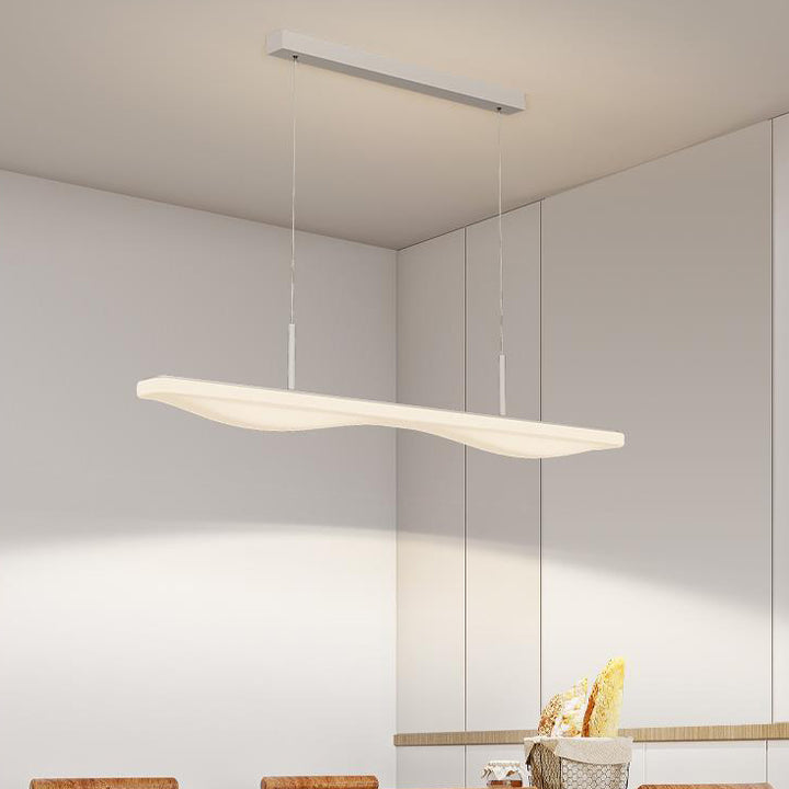Modern Minimalist Long Iron Rolled Plastic LED Island Light Pendant Light For Dining Room