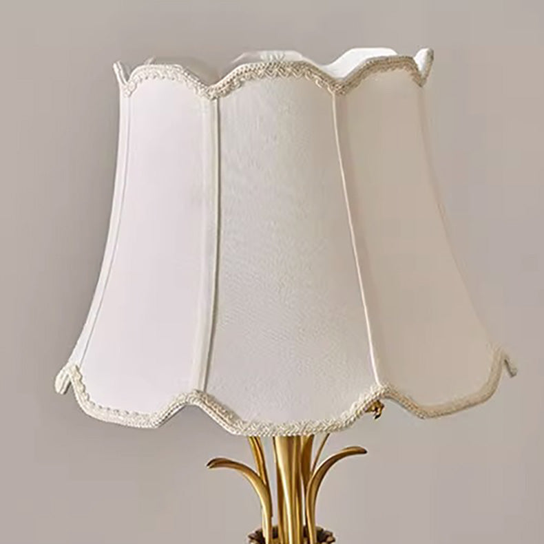 Abat-jour en tissu de luxe contemporain Jade Base sculptée en cuivre 1 lumière Lampadaire pour maison ou bureau 