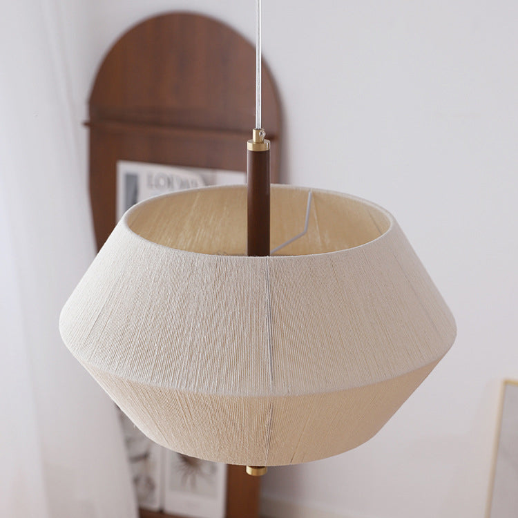 Traditioneller Vintage-Kronleuchter aus Hanfseil, runder Schirm, Holz, 3 Lichter, für Wohnzimmer 