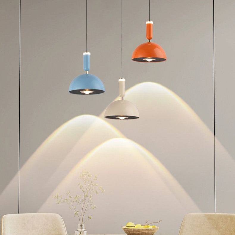 Lámpara colgante LED de cúpula redonda minimalista moderna de aluminio y acrílico para dormitorio 