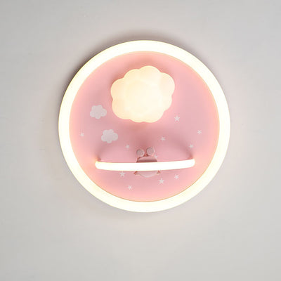 Contemporary Creative Resin Kids Cartoon LED Flush Mount Ceiling Light For Bedroom