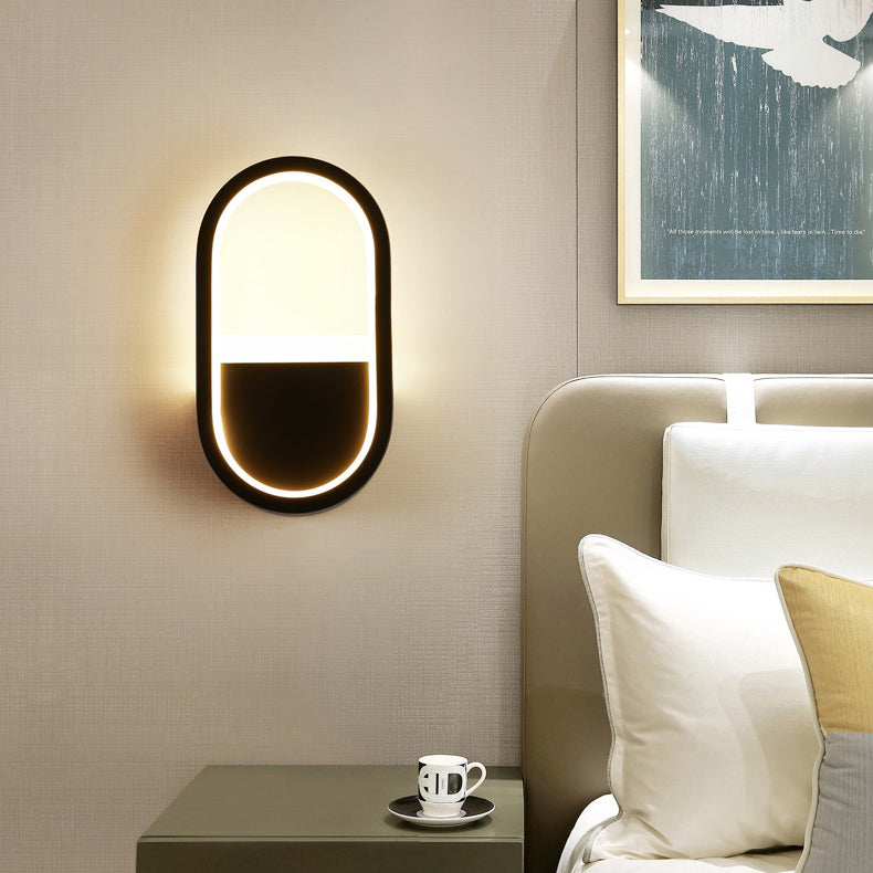 Moderne minimalistische Eisen Silikon elliptische Kreisbogen LED Wandleuchte Lampe für Schlafzimmer 