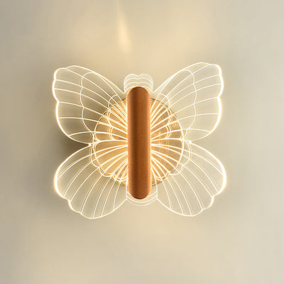 Lámpara de pared LED de acrílico con mariposa de hardware de lujo contemporáneo para dormitorio 