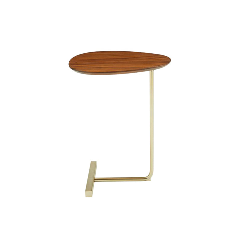Zeitgenössischer kreativer ovaler Holz-Eisen-Beistelltisch mit 2 Ebenen für das Wohnzimmer 