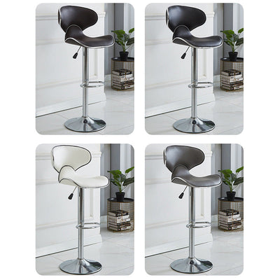 Tabouret de bar pivotant en cuir PU incurvé industriel contemporain avec repose-pieds pour salle à manger 