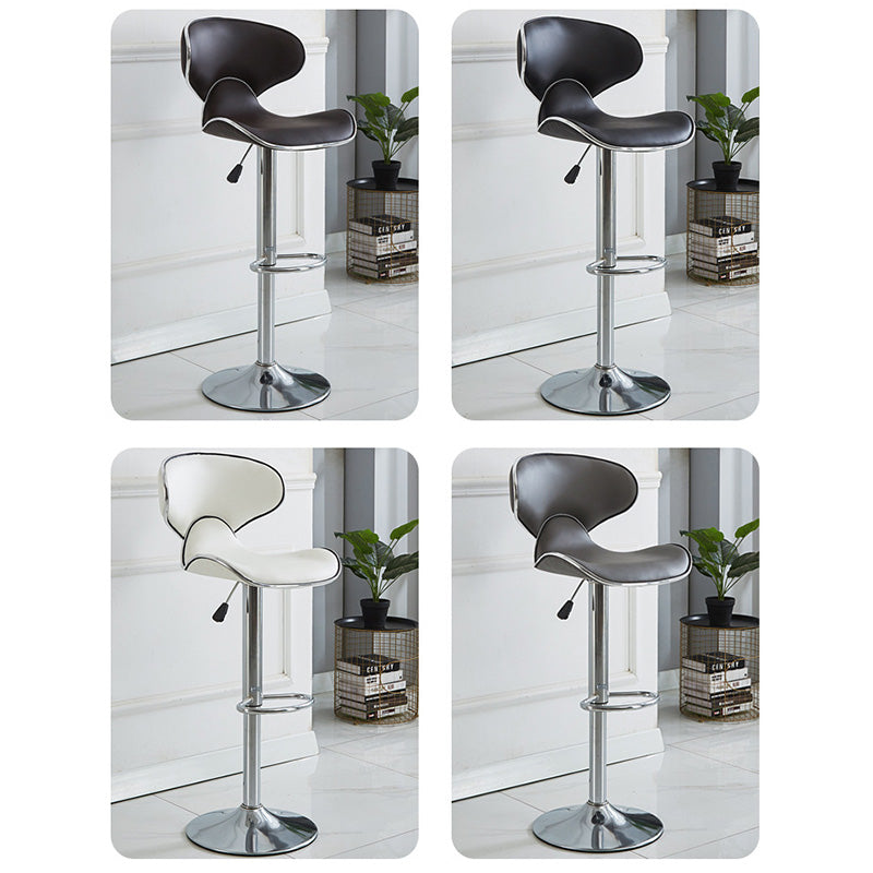Tabouret de bar pivotant en cuir PU incurvé industriel contemporain avec repose-pieds pour salle à manger 