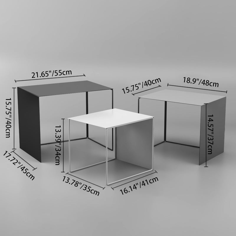 Moderner minimalistischer quadratischer Eisen-Beistelltisch zum Ineinanderstellen für das Wohnzimmer 