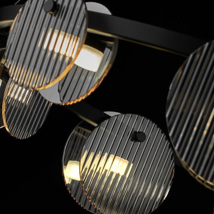 Lámpara de araña LED moderna minimalista de aros de hierro, vidrio y acrílico para salón 