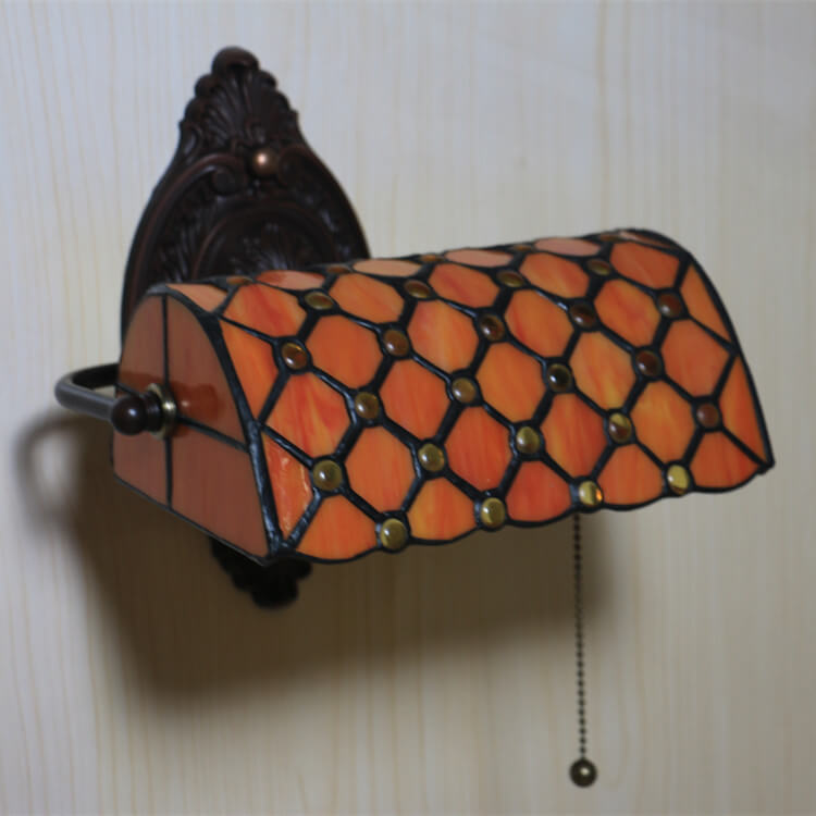 Tiffany Lucite Beads Stained Glass 1-Light Wall Sconce Lamp