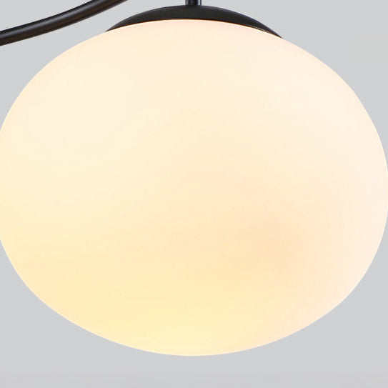 Lustre de plafond semi-encastré moderne minimaliste à ligne courbée ovale en fer et verre 3/5 lumières pour salon 