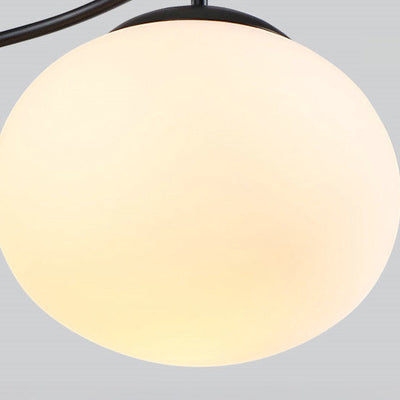 Moderne minimalistische geschwungene Linie ovale Eisenglas 3/5 Licht Halbbündige Deckenleuchte für Wohnzimmer 