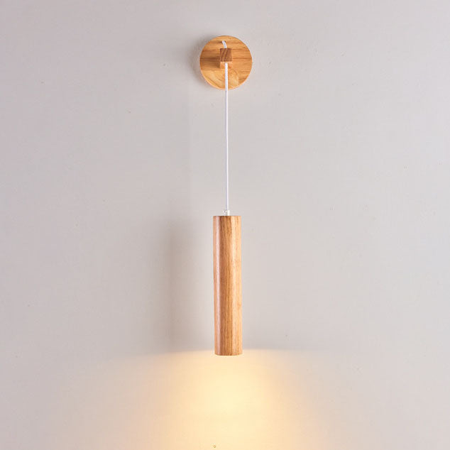 Nordic Modern Minimalist Long Strip Rubber Wood LED Wall Sconce Lamp