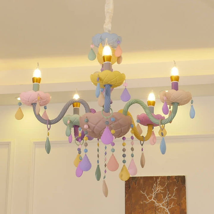 Chandelier de lumière moderne pour enfants Princesse Macaron Candélabre en verre cristal 5/6/8/10/12/15 