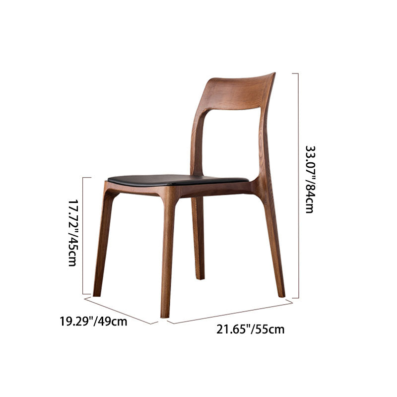 Traditional Chinese Square Plywood Ash Wood PU Leather Dining Chair Four Legs Backrest For Dining Room