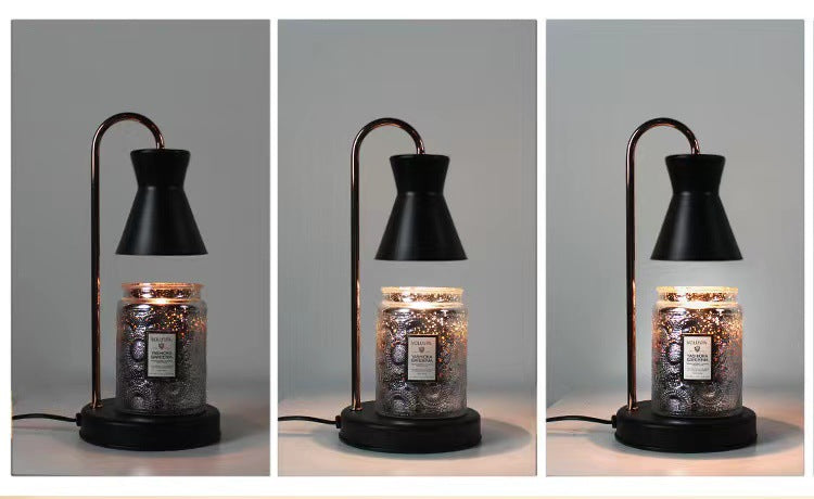 Moderna lámpara de mesa de metal minimalista con soporte ajustable de reloj de arena de 2 luces para derretir cera junto a la cama 