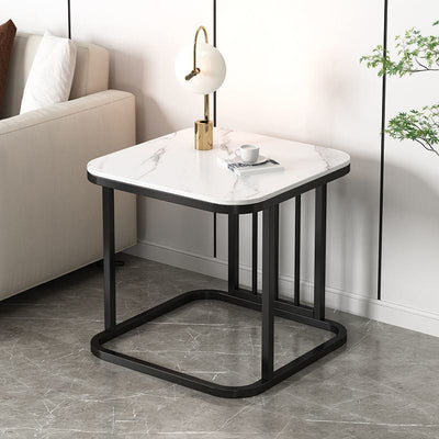 Moderner minimalistischer rechteckiger quadratischer Steintisch aus Eisen für das Wohnzimmer 