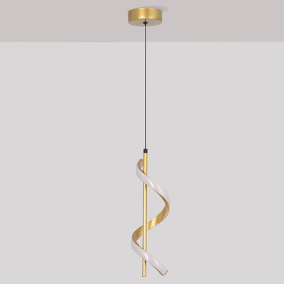 Moderne unbedeutende Zylinder-Spiral-Eisen-Silikon-LED-Pendelleuchte für Schlafzimmer 