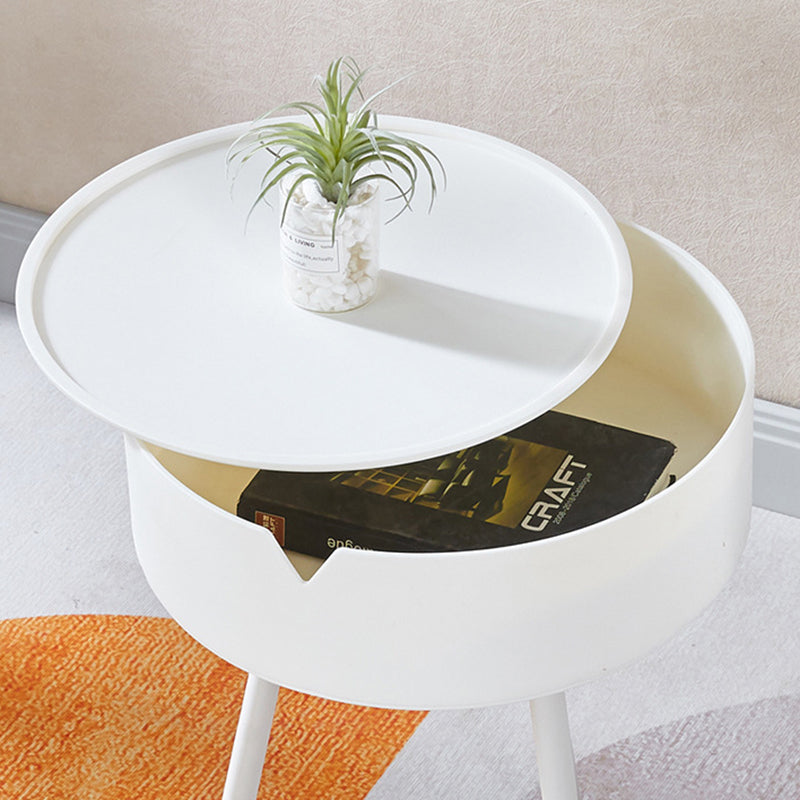 Modern Minimalist Round Tripod PP Plastic Iron Nightstand 1-Storage For Bedroom