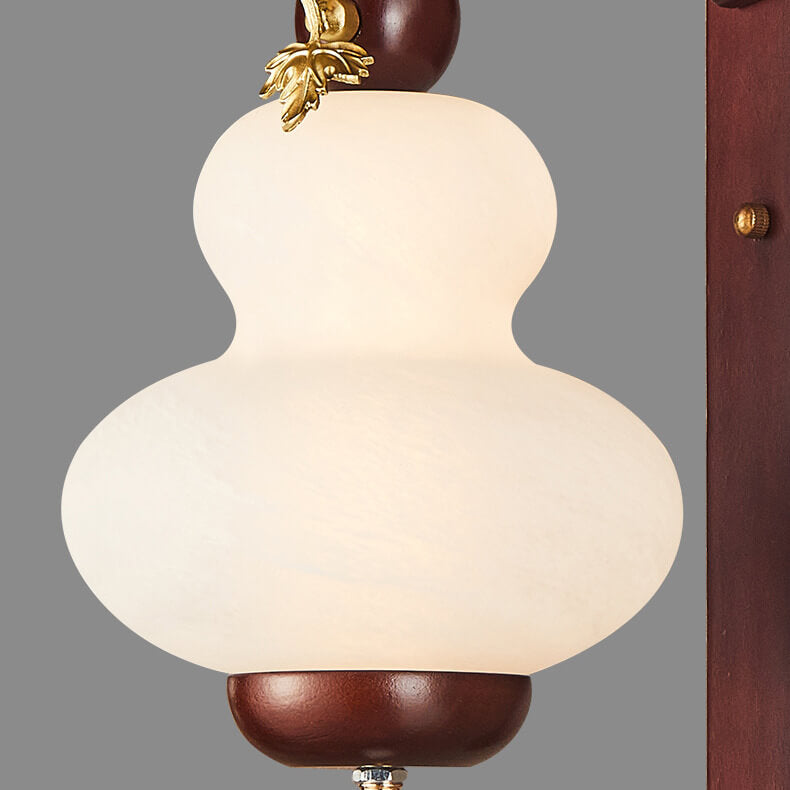 Moderne chinesische Eiche Element Kürbisform LED Wandleuchte 