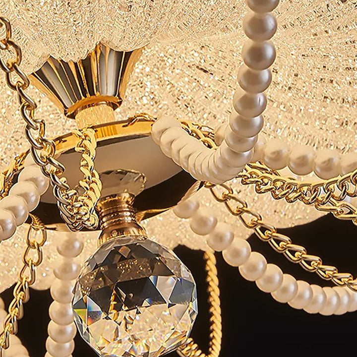 Moderne Art Deco Kürbis Halb Runde Eisen Kristall LED Unterputz Deckenleuchte Für Schlafzimmer 