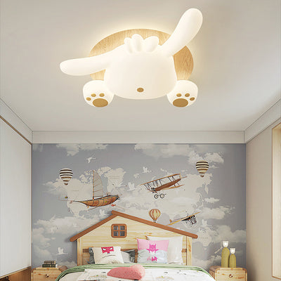 Zeitgenössische kreative Bär Eisen Kunststoff LED Semi-Flush Mount Deckenleuchte für Wohnzimmer 