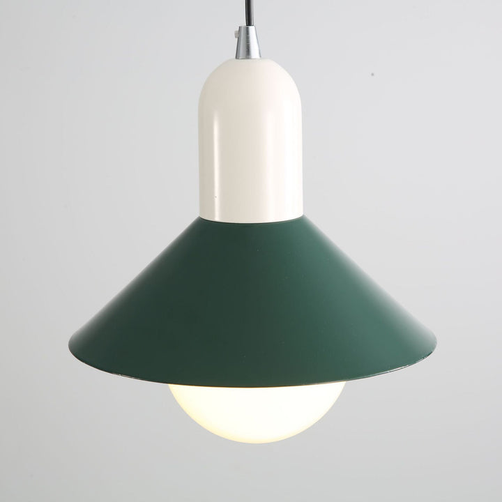 Simplicidad Contemporánea Macaron Hierro Geométrico Cono Forma 1-Luz Lámpara Colgante Para Sala de Estar 