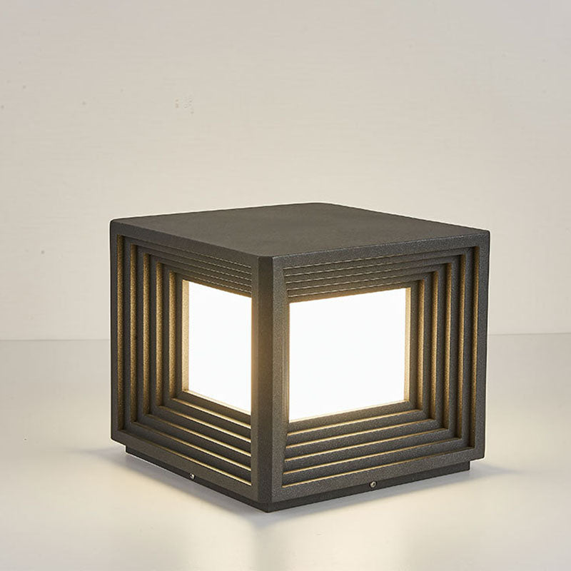 Luz de Cabeza de Poste LED de Acrílico de Acero Inoxidable Rectangular de Simplicidad Moderna para Patio Exterior 