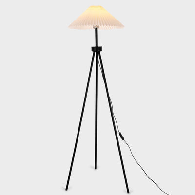 Nordic Modern Pleated Canvas Shade Iron Tripod 1-Light Standing Floor Lamp