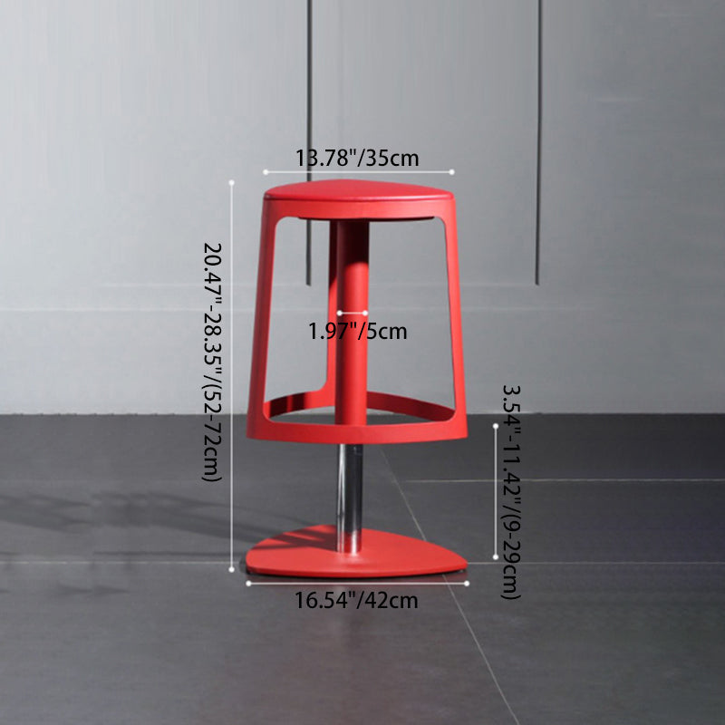 Zeitgenössischer, schlichter Drehschemel mit dreieckiger Sitzfläche aus Kunstleder, Eisen, höhenverstellbar, mit Fußstütze für das Wohnzimmer 