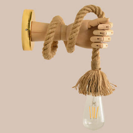 Vintage Creative Hand Shape Lamp Arm Hemp Rope Twine 1-Light Wall Sconce Lamp