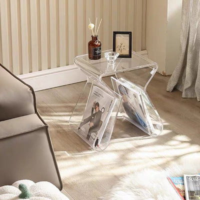 Table d'appoint en PMMA incurvé irrégulier de simplicité moderne pour chambre 