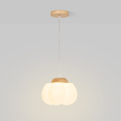 Lustre à suspension 1 lumière en bois avec abat-jour en kapok acrylique pastoral traditionnel français pour chambre 