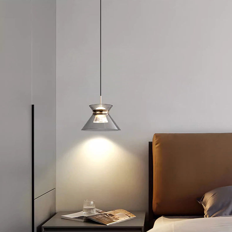 Moderne minimalistische runde Trichter Hardware Acryl LED Insel Licht Kronleuchter für Esszimmer 