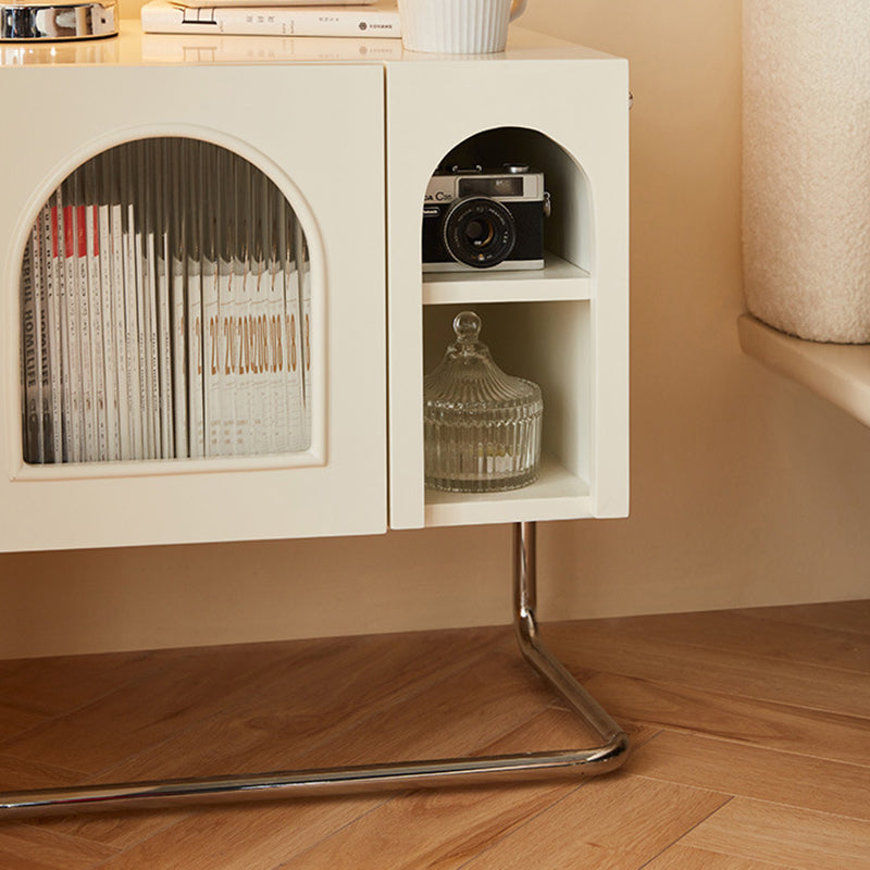 Table de chevet moderne minimaliste rectangulaire en verre avec panneau en bois et acier inoxydable à 3 tiroirs pour chambre 