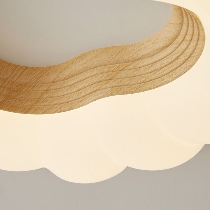 Lumière de plafond LED moderne minimaliste nuages crème bois cendre copeaux de plastique pour chambre à coucher 