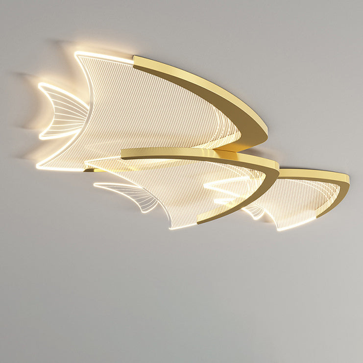 Modern Art Deco Fish Acrylic Aluminum LED Flush Mount Ceiling Light For Bedroom