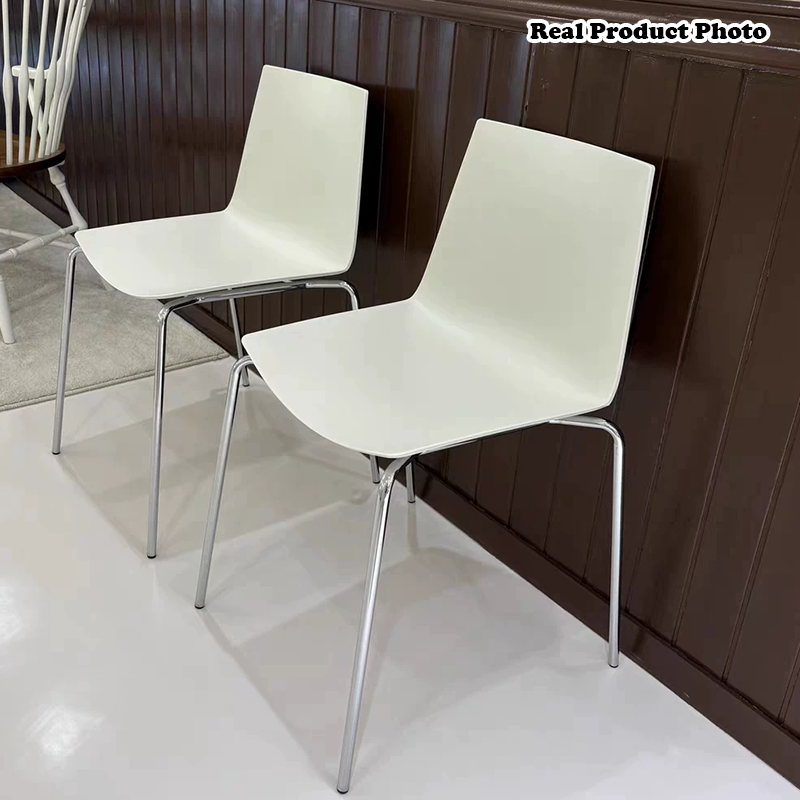 Moderner minimalistischer rechteckiger PP-Kohlenstoffstahl-Esszimmerstuhl ohne Armlehnen für Esszimmer &amp; Küche 