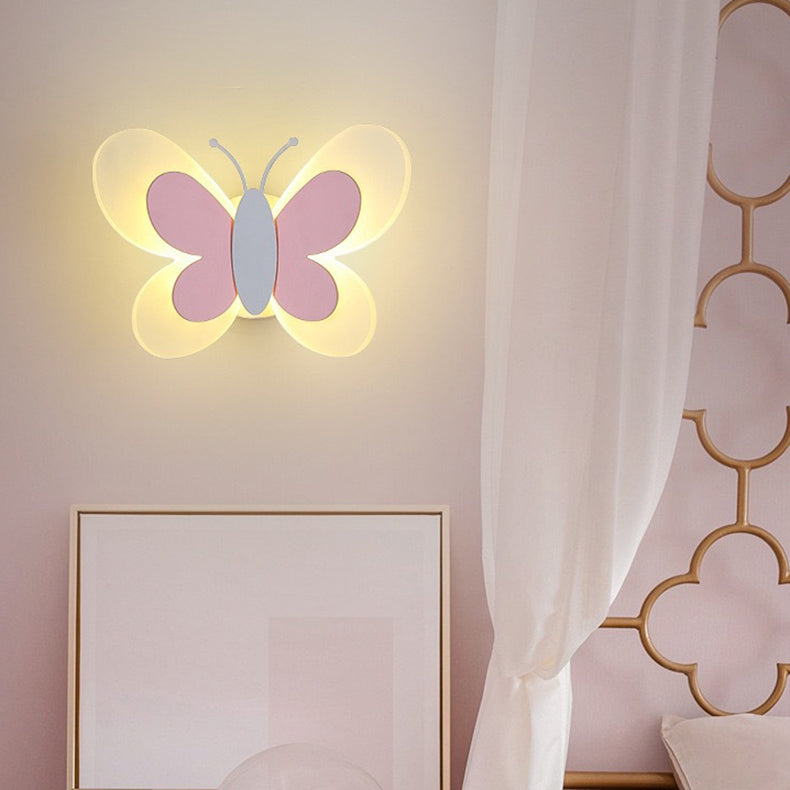 مصباح حائط LED من الحديد بتصميم فراشة أكريليك إبداعي معاصر لغرفة النوم 