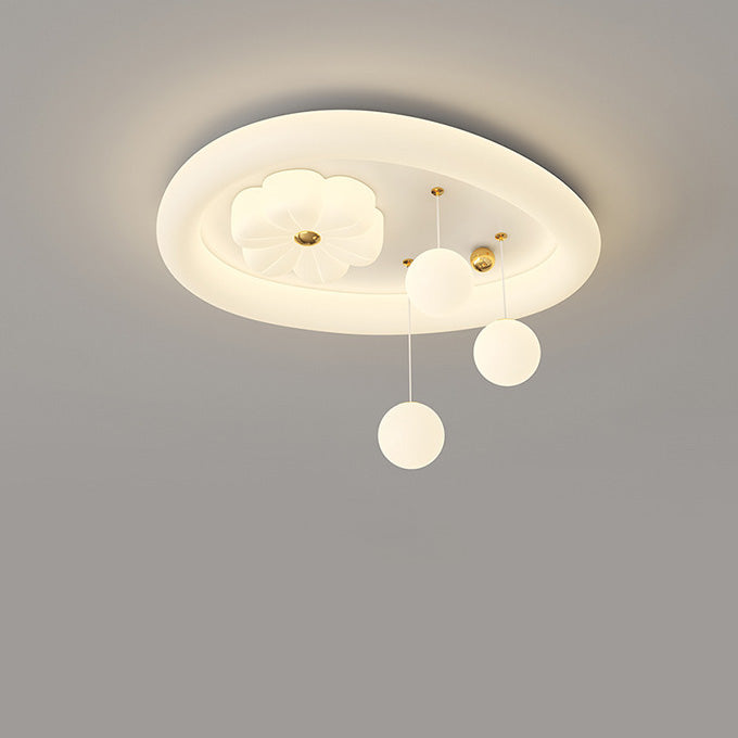 Zeitgenössische Nordic Kids Eisen PE Elliptische Runde Ball Blume Mond LED Unterputz Deckenleuchte Für Schlafzimmer 