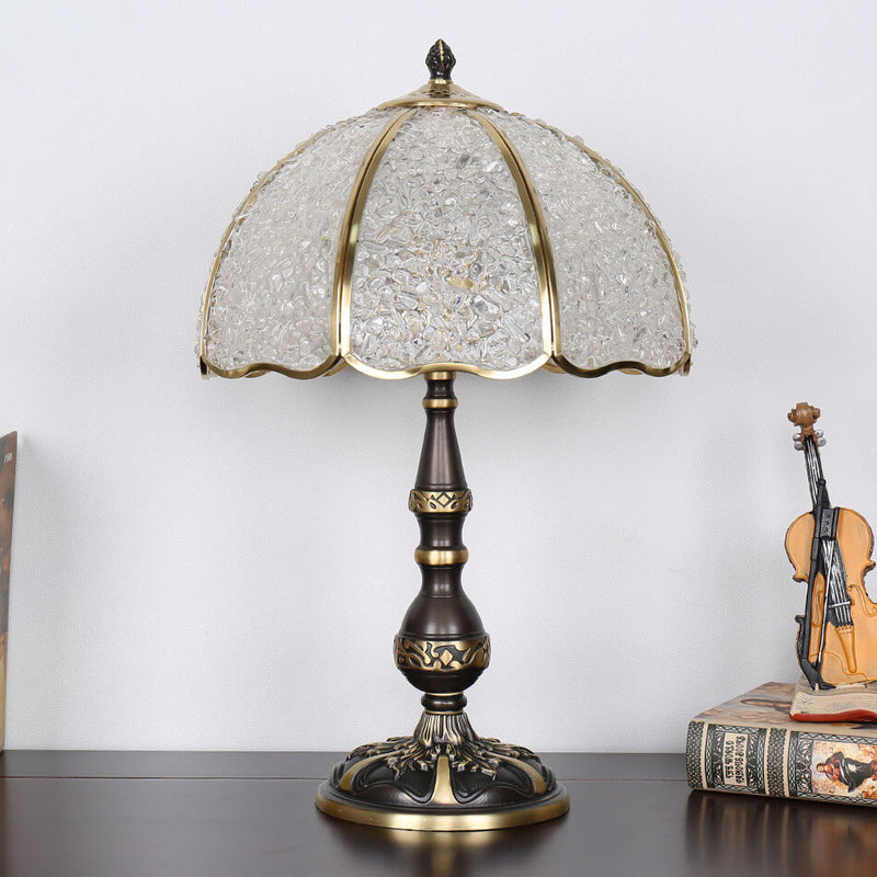 European Luxury Agate Crystal Dome Copper 1-Light Table Lamp