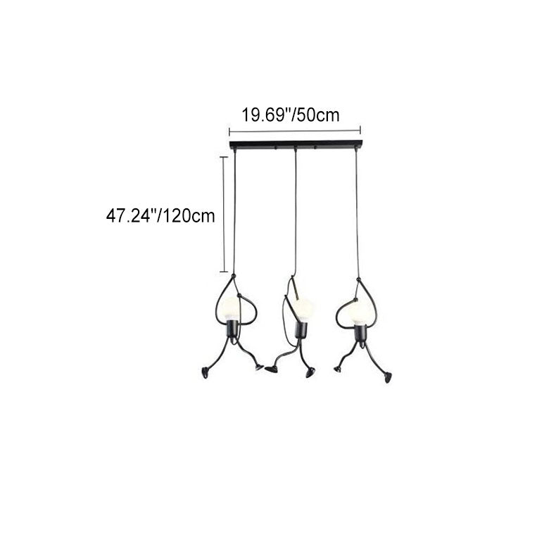 Lustre contemporain à figurines suspendues créatives en fer et résine 1/3 lumière pour salon 