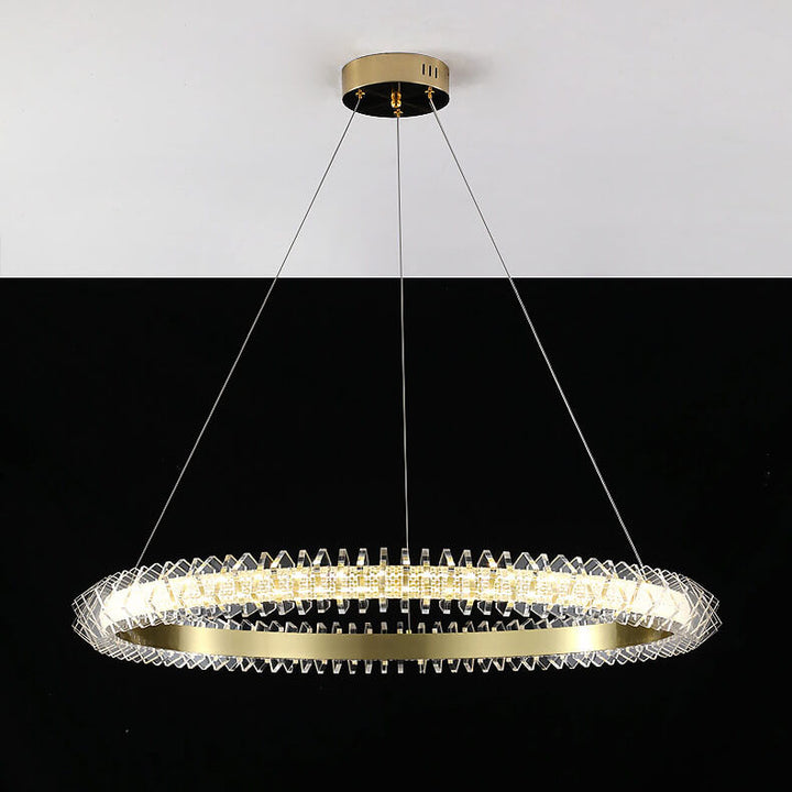 Contemporary Luxury Aluminum Acrylic Circle Ring LED Chandelier For Living Room