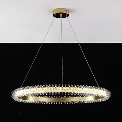 Contemporary Luxury Aluminum Acrylic Circle Ring LED Chandelier For Living Room